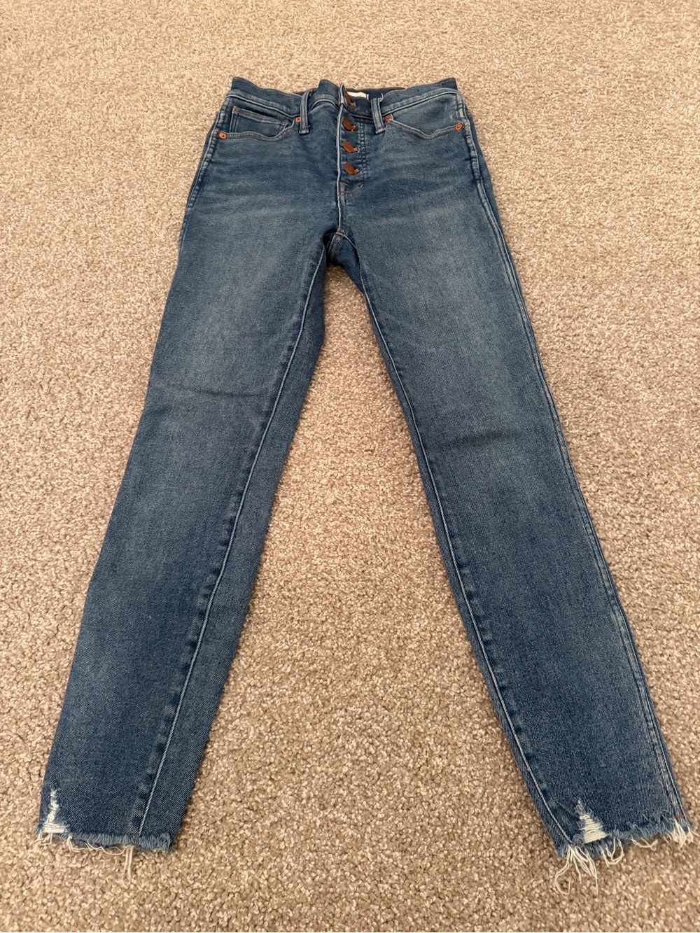 Madewell Women's Medium Blue Skinny Jeans with Raw Hem